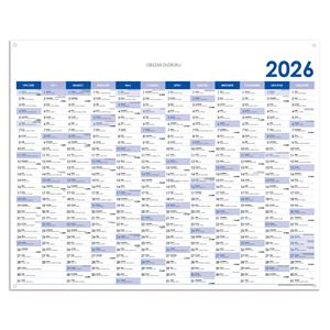 Wall planning map 2026 PL with eyelets for hanging - 124 x 100 cm - blue
