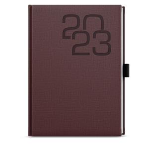 Weekly Diary 2023 Oskar Fabric A5 - Burgundy