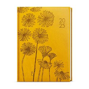 Weekly Diary 2025 Oskar Vivella A5 with hot stamping - ocher - Flowers