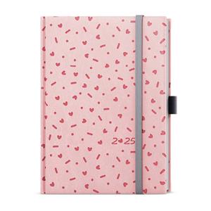 Weekly Diary 2025 Prokop Vivella extra B6 - pastel pink - Hearts