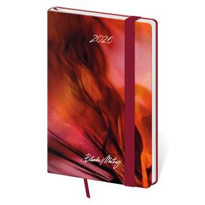 Weekly pocket diary 2026 Vario - Matragi Red with elastic band