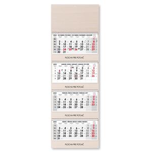 Wooden fourmonths Wall Calendar Kvatro Wood stacked Slovak with spiral 2025 - grey