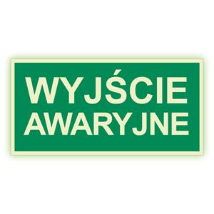 Wyjście awaryjne - fotoluminescencyjny znak, naklejka 300x150 mm